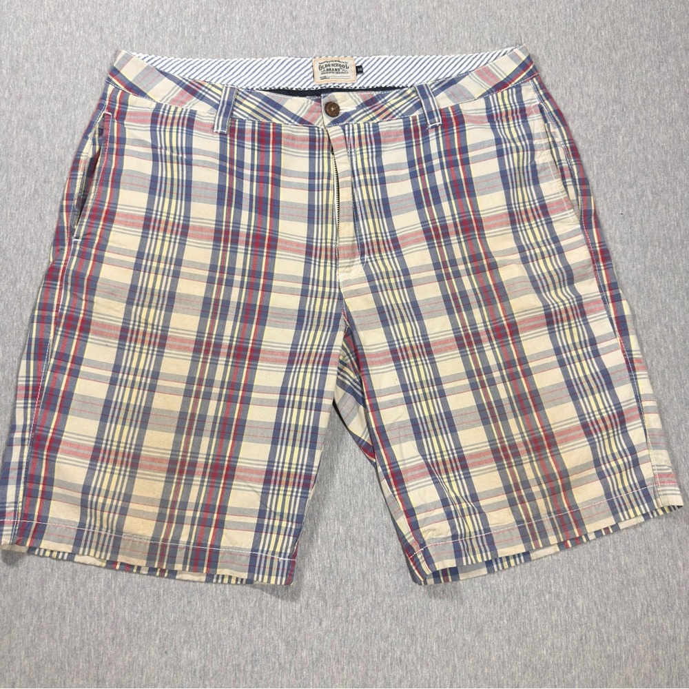 Vtg Olde School Shorts Men Sz 36 Authentic India Cotton Madras Plaid Preppy 90s